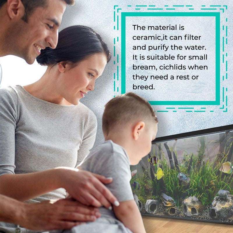 Dr. Miracle's CORISRX BEST OF YOUR LIFESTYLE DR. Moss Cichlid Stone 5 pc Luxury Set - Ceramic Rock Cave Aquarium Decorations - Fish Tank Decor - Image 4